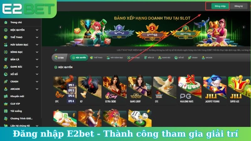 Đăng nhập E2bet