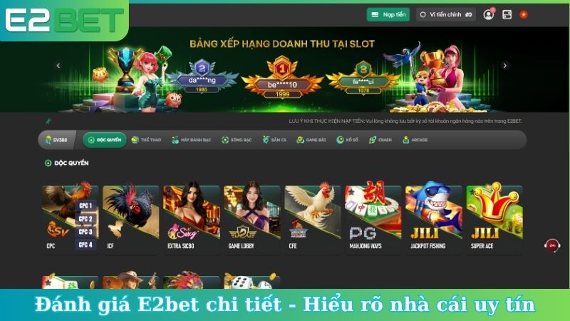 Đánh giá E2bet chi tiết
