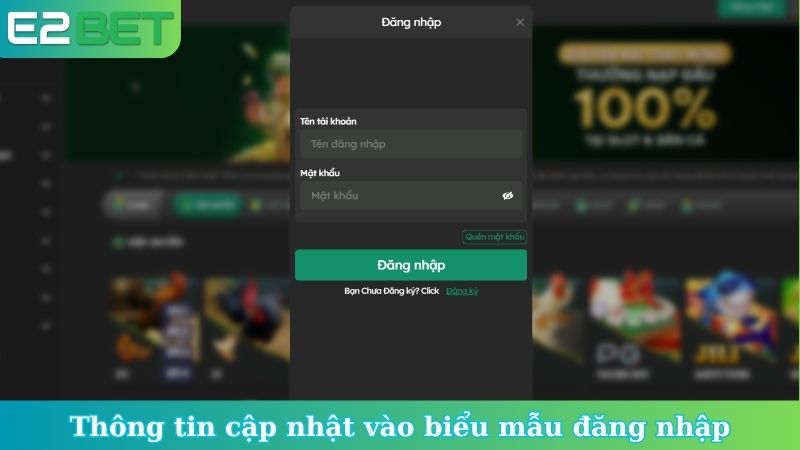 Thông tin cập nhật vào biểu mẫu đăng nhập